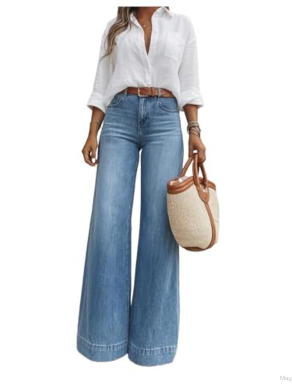 High Waisted Wide Leg Baggy Denim Jeans for Women